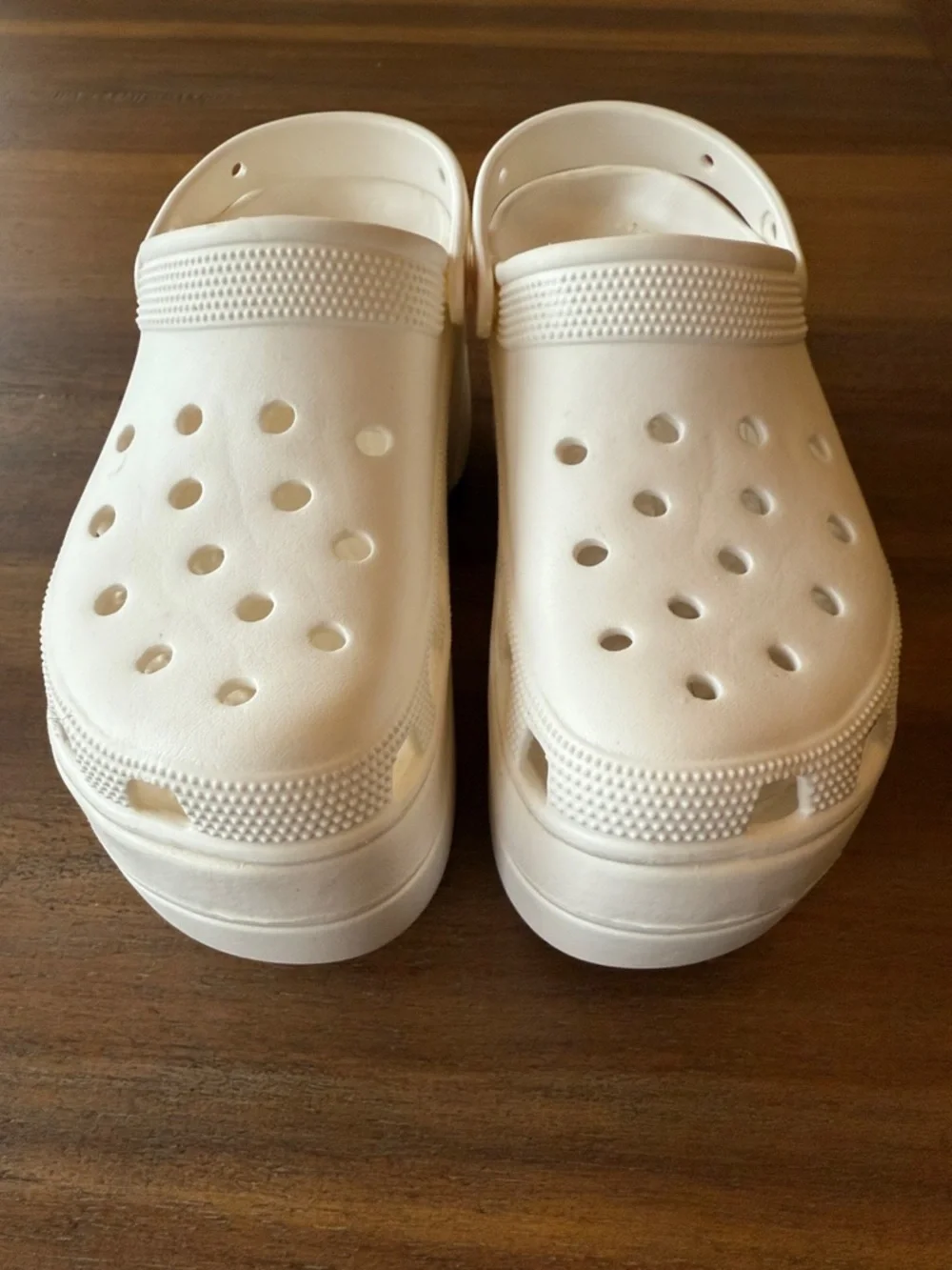 White Platform Clog with Pink Accent Strap Button